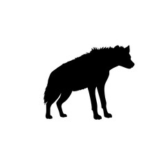 Simple Silhouette Hyena Standing Side View Wildlife Mammal Illustration