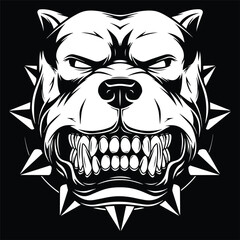 Angry Bulldog Head With Spiked Collar Vector