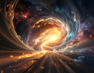 Dreamlike fractal energy spirals in motion