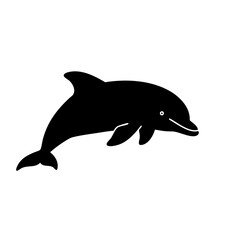 Minimalist Silhouette Playful Dolphin Sea Animal Black and White Illustration
