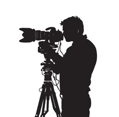 man photographer, black and white vector, 