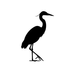 Elegant Silhouette Heron Wildlife Bird Nature Graphic Art Illustration