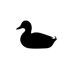 Simple Silhouette Black Duck Side View Wildlife Illustration