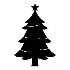 Minimalist Silhouette Evergreen Fir Christmas Tree with Star Icon Illustration