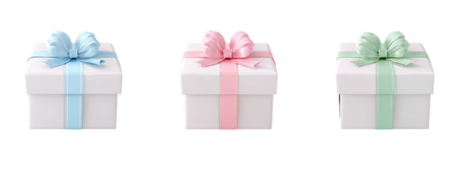 Three gift boxes with pastel ribbons (3)