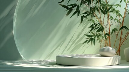 China wind bamboo forest round exhibition platform