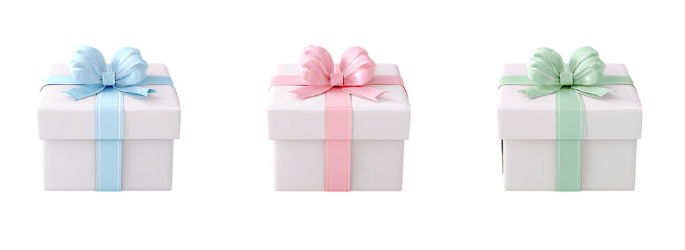 Three gift boxes with pastel ribbons (3)