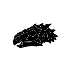 Silhouette Detailed Dinosaur Skull Profile Illustration Paleontology Fossils Animal Drawing