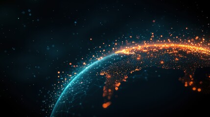 World Map Business Industry Network World map overlayed with data visualizations representing market trends and industry growth.