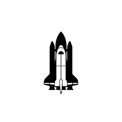 Minimalist Style Detailed Spaceship Shuttle Black and White Silhouette Icon