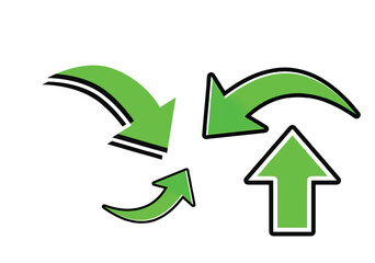 Green Arrow Icons Set – Flat, 3D, and White Variations