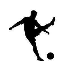 Minimalist Silhouette Soccer Player Kicking Ball Action Sport Illustration