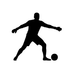 Silhouette Athlete Soccer Player Position Ready to Kick Ball Graphic