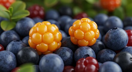 Colorful mixed berries close up