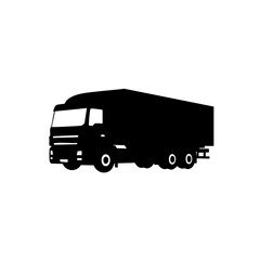 Simple Black Silhouette Delivery Truck Hauling Cargo Transportation Icon