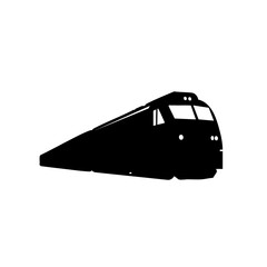 Simple Black and White Train Transportation Silhouette Illustration Isolated on White