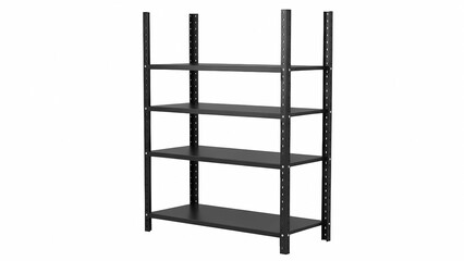 Black metal shelving unit storage rack garage organizer adjustable shelves heavy duty shelving home storage on transparent background