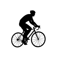 Obraz premium Silhouette Sporty Cyclist Riding Bicycle Downhill Activity Exercise Illustration