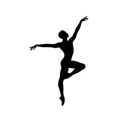 Elegant Silhouette Ballerina Dancing Gracefully Single Leg Artistic Performance Illustration