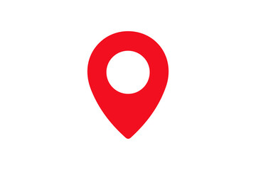 Fototapeta premium Red Location Pin Icon Vector – Minimal Map Marker Symbol for Navigation, GPS, Travel, Direction, and Geolocation Design on White Background
