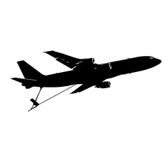 Minimalist Silhouette Fuel Tanker Aircraft Flying in the Sky Illustration