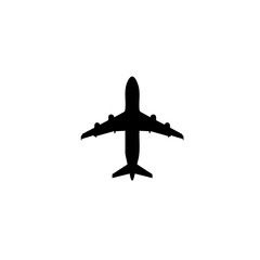 Minimalist Silhouette Airplane Flying Above Aviation Transportation Icon Graphic