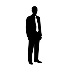 Simple Silhouette Full Body Standing Businessman with Tie Illustration