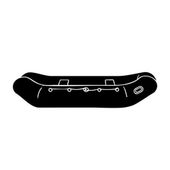 Simple Black and White Raft Icon, Inflatable Boat Transportation Illustration