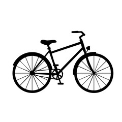 Minimalist Black Silhouette Bicycle Transportation Icon Design with White Background