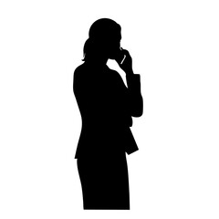 Simple Silhouette Businesswoman Talking on Mobile Phone Communication Illustration