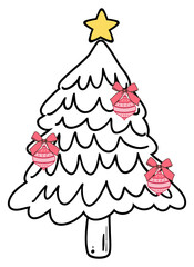 Cartoon-style Christmas Tree Outline