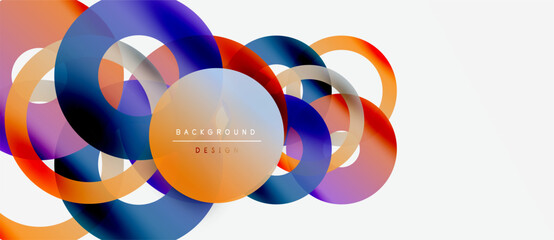 Obraz premium Abstract circles overlap, creating vibrant gradients. Modern design elements suggest dynamic movement, smooth transitions. Minimalist aesthetic.