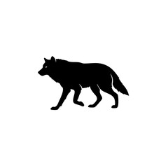 Silhouette Walking Wolf Animal Creature Graphic Element Illustration