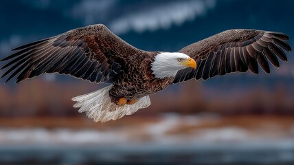 The eagle spread its wings and soared into the sky.