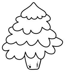 Cartoon-style Christmas Tree Outline