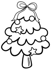 Cartoon-style Christmas Tree Outline
