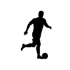 Fototapeta premium Silhouette Isolated Male Football Player Kicking Ball Sport Action Illustration