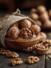 Close-up of nut snack with walnut kernel