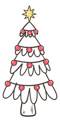 Cartoon-style Christmas Tree Outline