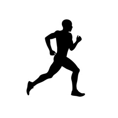 Minimalist Silhouette Running Man Dynamic Movement Fitness Exercise Icon Illustration