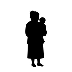 Silhouette Mother Holding Baby Standing Caring Parenthood Family Illustration