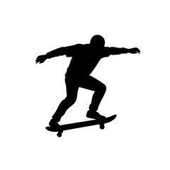 Silhouette Style Skateboarder Doing Trick Sport Activity Illustration