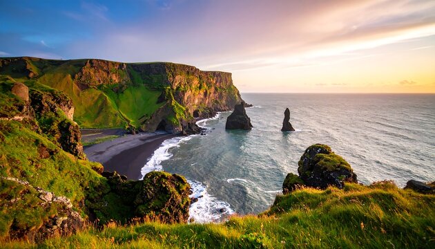 Dramatic coastal landscape at sunrise