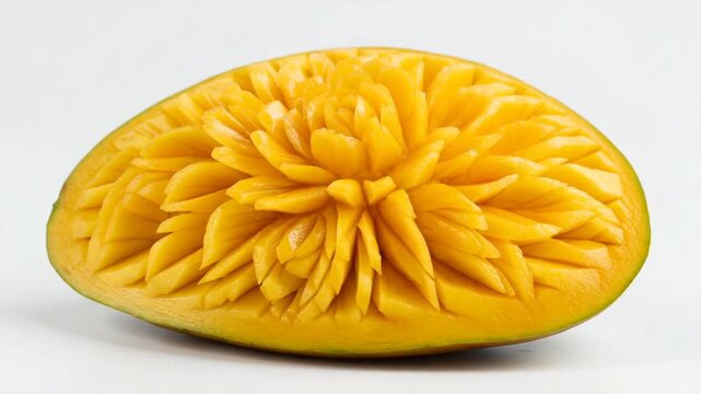 Intricately Carved Mango Displaying Floral Design