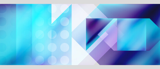 Fototapeta premium Abstract composition. Blue, purple hues dominate. Geometric shapes overlap creating dynamic visual effect. Modern design elements present.