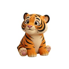 Animated cartoon tiger character sitting with a friendly expression  