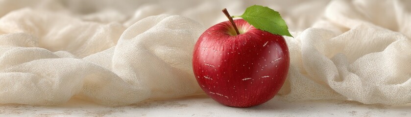 Captivating Vintage Halloween Illustration Featuring a Realistic Red Apple on a Light Background
