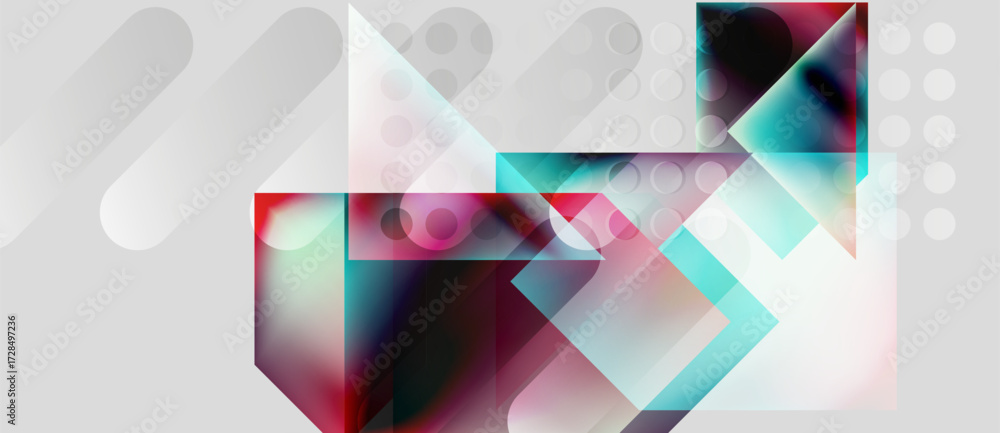 Wall mural abstract geometric composition. overlapping shapes, gradients, translucent elements create modern vi
