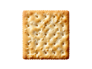 Single square cracker isolated on black background crispy snack food, Isolated On White Background, Png Transparent