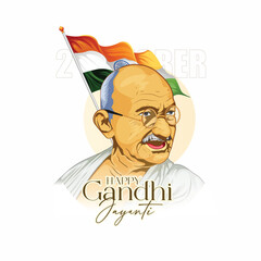 Gandhi Jayenti vector art illustration
